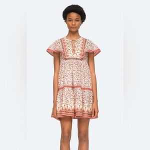 Sea New York Orange Ruffled Tiered Mini Sundress